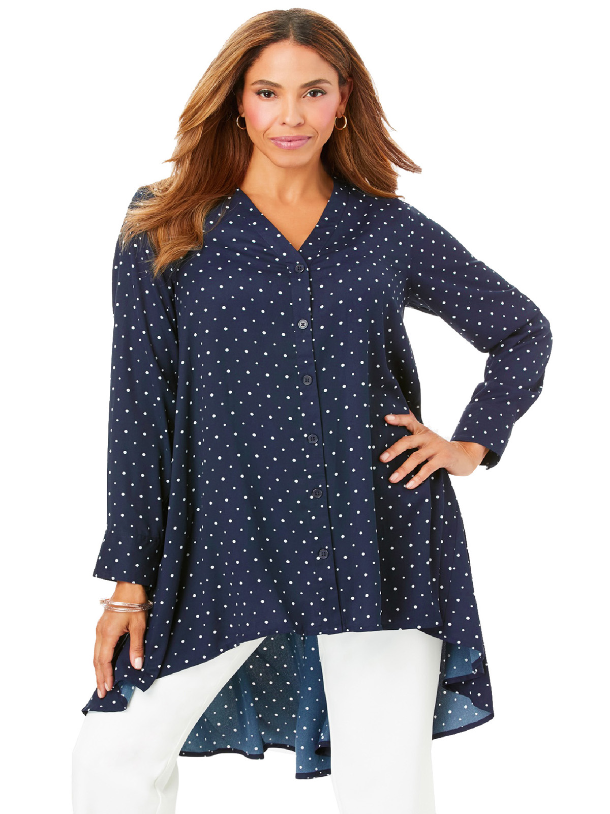 Jessica London - - Jessica London NAVY Hi-Low Georgette Tunic - Plus ...