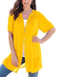 Roamans YELLOW Short Sleeve Angelina Tunic - Plus Size 16 to 36 (US 14W to 34W)