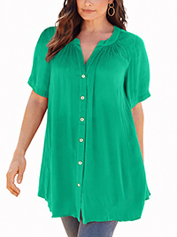 Roamans GREEN Short-Sleeve Angelina Tunic - Plus Size 14 to 40 (US 12W to 38W)