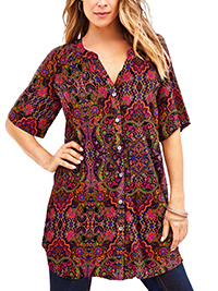 MULTI Printed Short Sleeve Angelina Tunic - Plus Size 14 to 46 (US 12W to 44W)