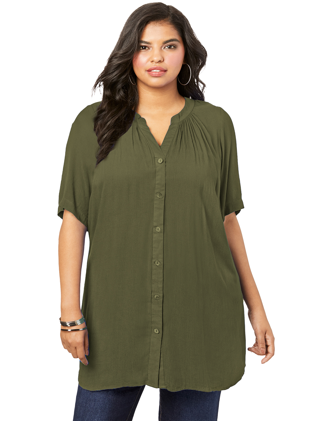 Roaman's - - Roamans KHAKI Short Sleeve Angelina Tunic - Plus Size 22 ...