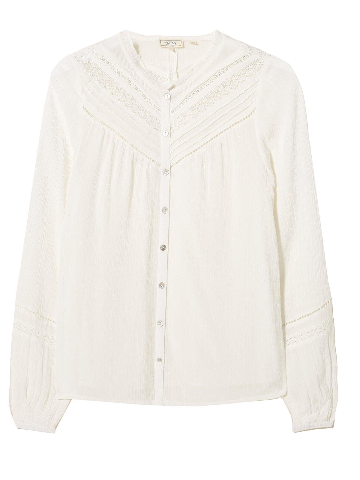 FAT FACE - - Fat Face IVORY Julia Dobby Spotted Ladder Trim Blouse ...