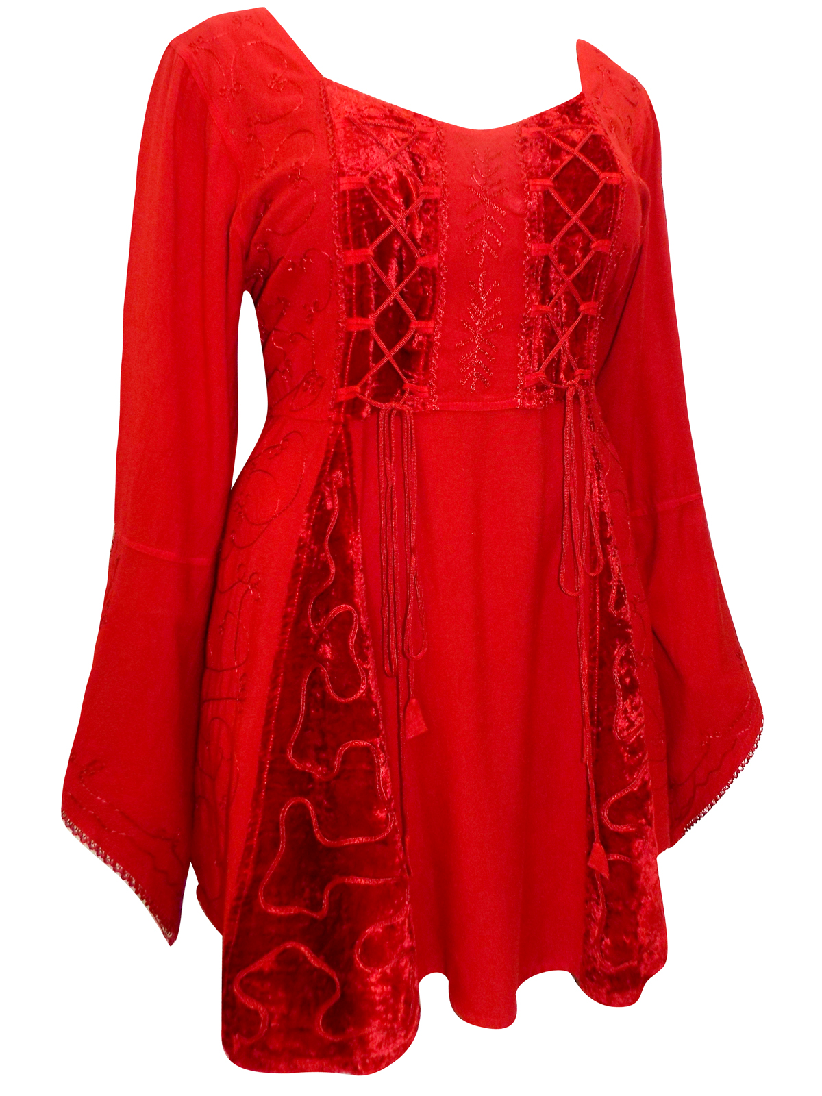 eaonplus RED Embroidered Renaissance Gothic Corset Tunic Top - Plus ...