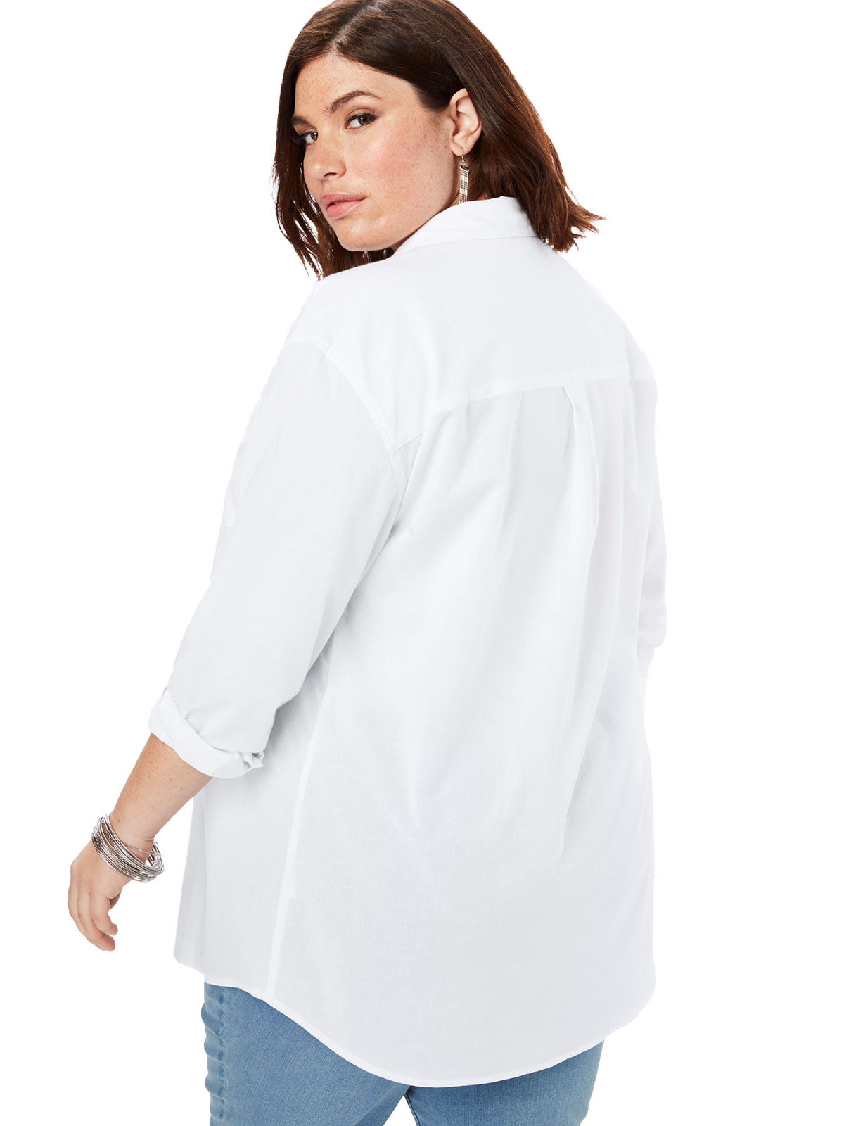 Roaman's - - Roamans WHITE Button-Front Boyfriend Shirt - Plus Size 18 ...