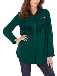 Roamans GREEN Fringe Big Shirt - Plus Size 20 to 30 (US 18W to 28W)