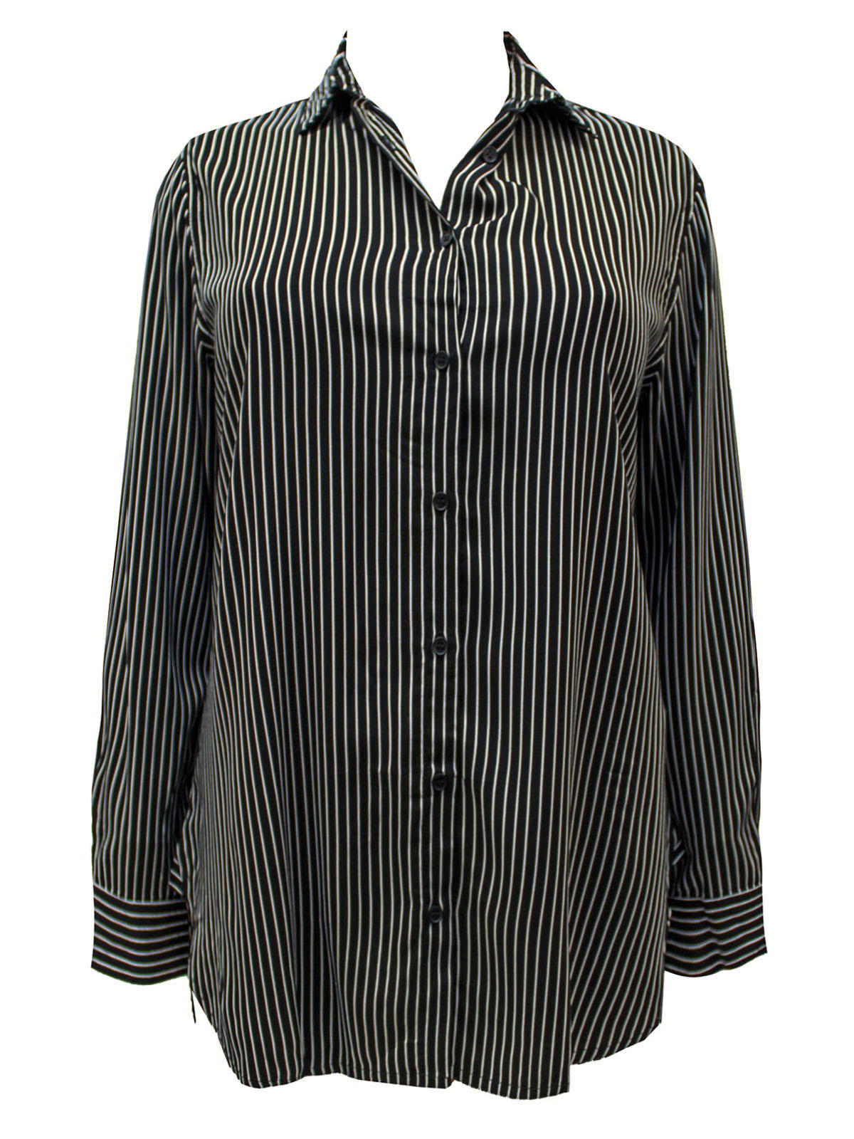 Capsule - - Capsule MONO Striped Long Sleeve Dipped Back Viscose Shirt ...