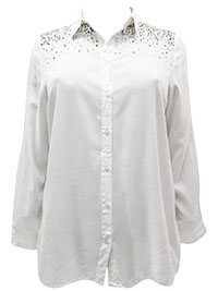 Capsule WHITE Embellished Shoulder Blouse - Plus Size 20 to 26