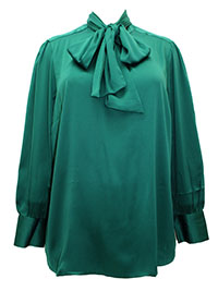 JD Williams GREEN Removable Tie Satin Blouse - Plus Size 26 to 32