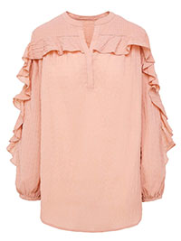 JD Williams BLUSH Frill Detail Long Sleeve V-Neck Blouse - Size 10 to 32