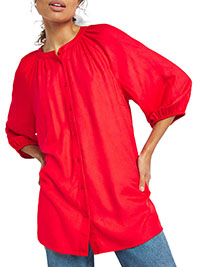 CORAL Collarless Blouse - Plus Size 20 to 22