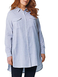 Anthology BLUE Pure Cotton Oversized Shirt - Plus Size 16 to 28