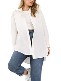 SimplyBe SOFT-CREAM Cotton Poplin Oversized Boyfriend Shirt - Plus Size 18 to 28