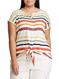 CHAPS By R4lph Lauren MULTI Monroe Striped Knit Top - Plus Size 18 to 28/30 (US 1X to 4X)