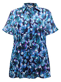 L.E. BLUE Textured Floral Blouse - Size 10