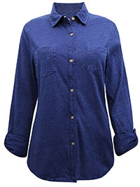 NAVY Pure Cotton Button Through Shirt - Size 8 to 16