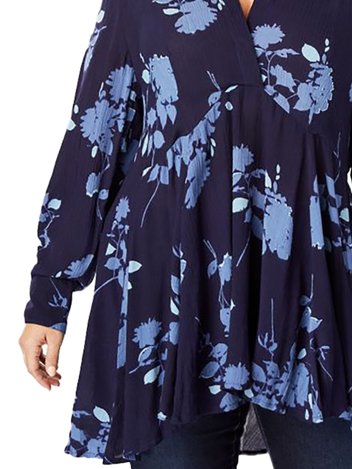 Roamans Roamans Blue Floral Print Fit And Flare Crinkle Tunic Plus Size 18 To 34 Us 1 5286