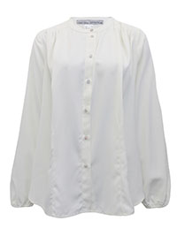IVORY Pintuck Shoulder Button Through Blouse - Size 10 to 24