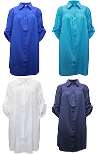 ASSORTED Roll Sleeve Longline Beach Shirt - Plus Size 20/22 to 40/42 (US L to 5X)