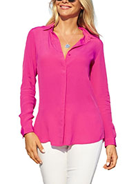 S0SANDAR HOT-PINK Button Front Shirt - Size 6 to 20