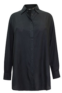 BLACK Relaxed Longline Long Sleeve Shirt - Plus Size 16 to 32