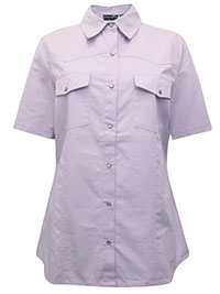 LILAC Pure Cotton Utility Short Sleeve Shirt - Plus Size 14 to 28