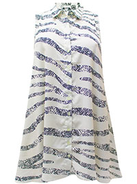 Curve IVORY BLACK Printed Sleeveless Swing Shirt - Plus Size 26/28 to 30/32
