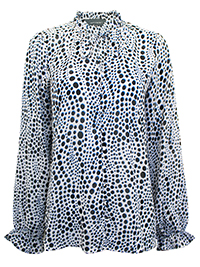WHITE Spot Print Tie Detail Blouse - Size 10 to 14