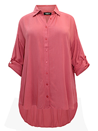 DUSTY-ROSE Crinkle Long Sleeve Shirt - Plus Size 12 to 32