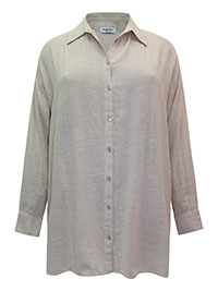 OATMEAL Linen Look Long Sleeved Shirt - Size 10 to 28