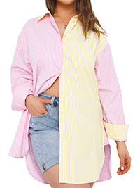 PINK Mixed Stripe Boyfriend Oversized Shirt - Plus Size 16