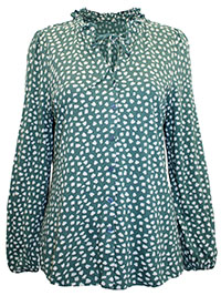 SS GREEN Speckled Petals Frilled Collar Zelah Shirt - Size 10 to 24