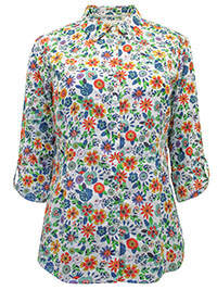 SS WHITE Sweet Flowers Chalk Larissa Shirt - Size 10 to 26/28