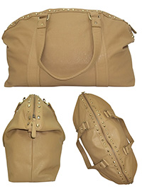BRAYNA Beige Stud Embellished Holdall Handbag