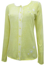 YELLOW Pure Cotton Pigment Dye Button Through Cardigan - Size 8 to 18 (EU 34 to 44)