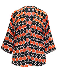 BLACK Circle Print Woven Kimono - Plus Size 12 to 32