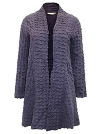 PURPLE Pure Cotton Waffle Textured Open Front Cardigan - Size 12/14 to 14/16 (S/M to M/L)