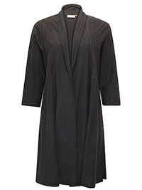 BLACK Longline Pintuck Open Front Cardigan - Plus Size 18 to 20 (L1 to L2)