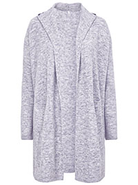 GREY Longline Hooded Cardigan - Plus Size 18/20 to 30/32 (EU 44/46 to 56/58)