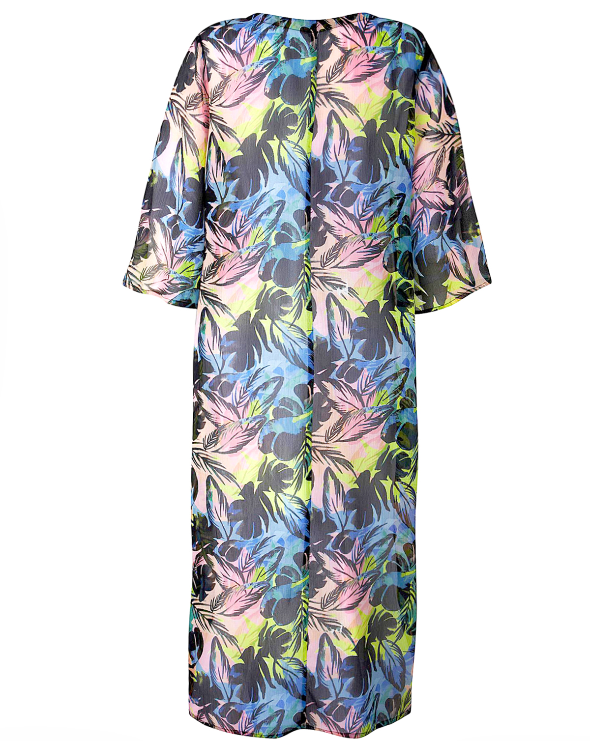 Label Be - - LabelBe TROPICAL Palm Print Longline Duster Kimono Cover ...