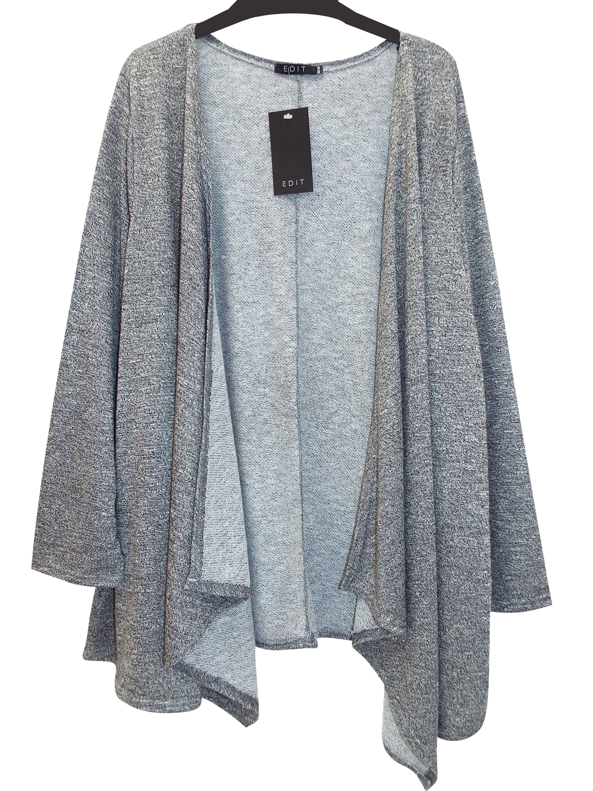 Edit - - Edit GREY Open Front Waterfall Cardigan - Plus Size 18 to 30/32