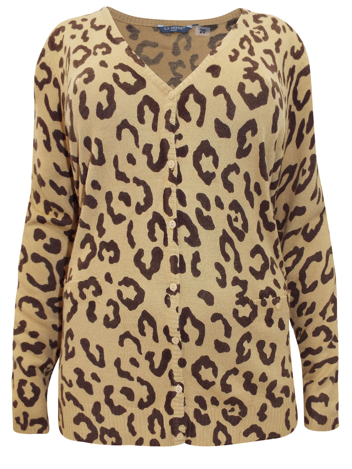 La Mode - - La Mode CAMEL Animal Print Long Sleeve Knitted Cardigan ...