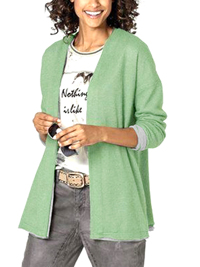 GREEN Wool Blend Raw Edge Lined Open Cardi Jacket - Size 8 to 14/16