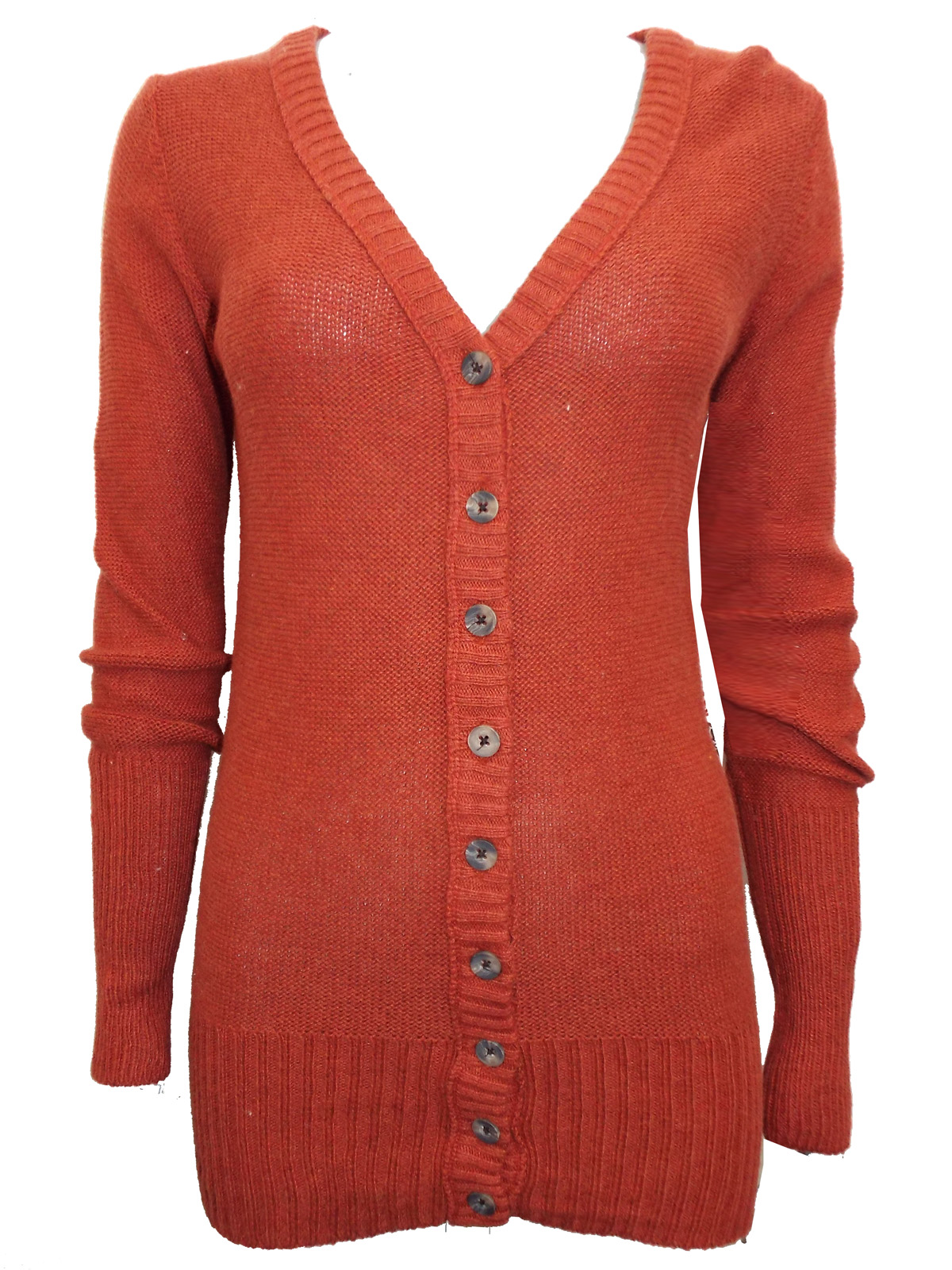 IDI by Matthew - - IDI BRICK-RED Long Sleeve Knitted Cardigan - Size 8/ ...
