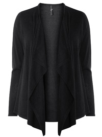 3VANS BLACK Long Sleeve Open Front Waterfall Cardigan - Plus Size 14/16 to 30/32 3VANS BLACK Long Sleeve Open Front Waterfall Cardigan - Plus Size 14/16 to 30/32