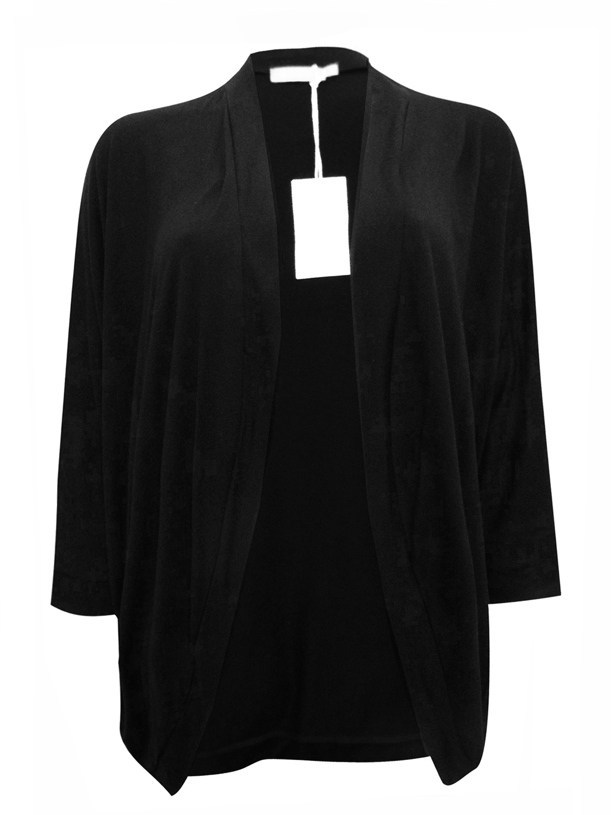 First Avenue BLACK Open Front Jersey Cardigan - Size 10 to 20