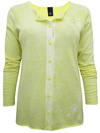 YELLOW Pure Cotton Pigment Dye Button Through Cardigan - Size 8 to 18 (EU 34 to 44)