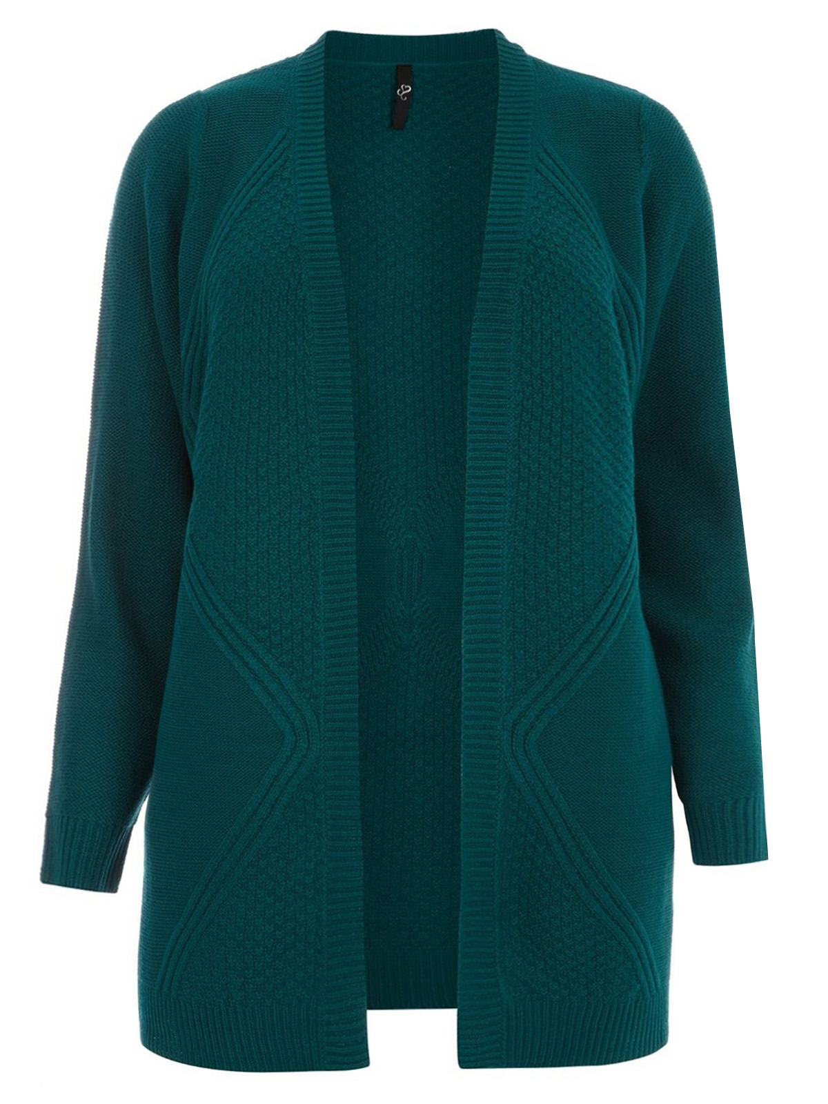 JADE GREEN Textured Knit Stitch Edge to Edge Cardigan - Plus Size 18/20 to