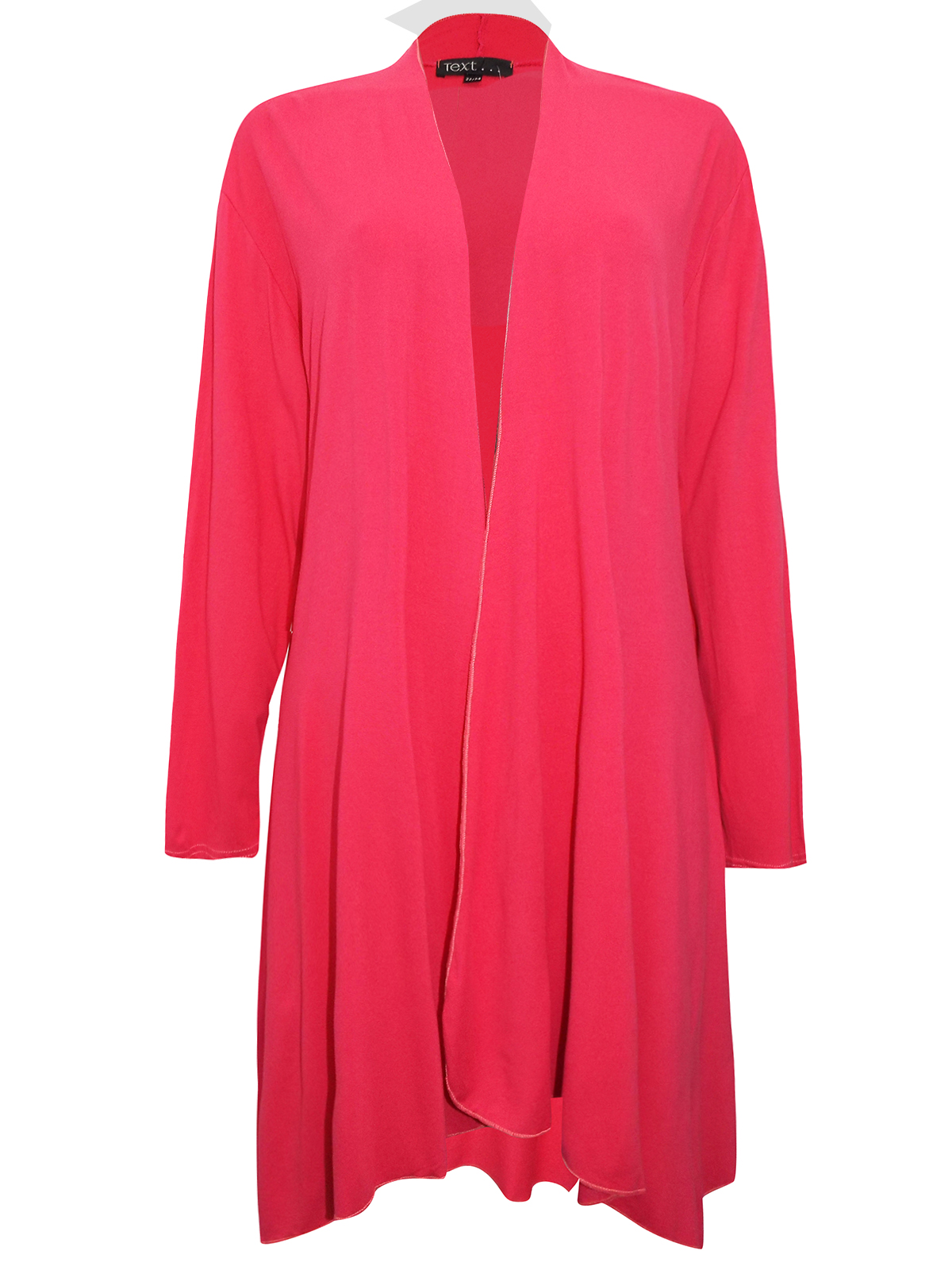 //text.. - - HOT-PINK Open Front Long Sleeve Jersey Cardigan - Plus ...