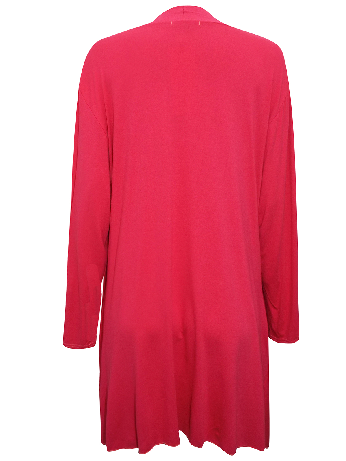 //text.. - - HOT-PINK Open Front Long Sleeve Jersey Cardigan - Plus ...