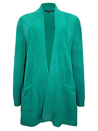 Belle Curve GREEN Super Soft Open Front Twin Pocket Cardigan - Plus Size 16 to 26 Belle Curve GREEN Super Soft Open Front Twin Pocket Cardigan - Plus Size 16 to 26